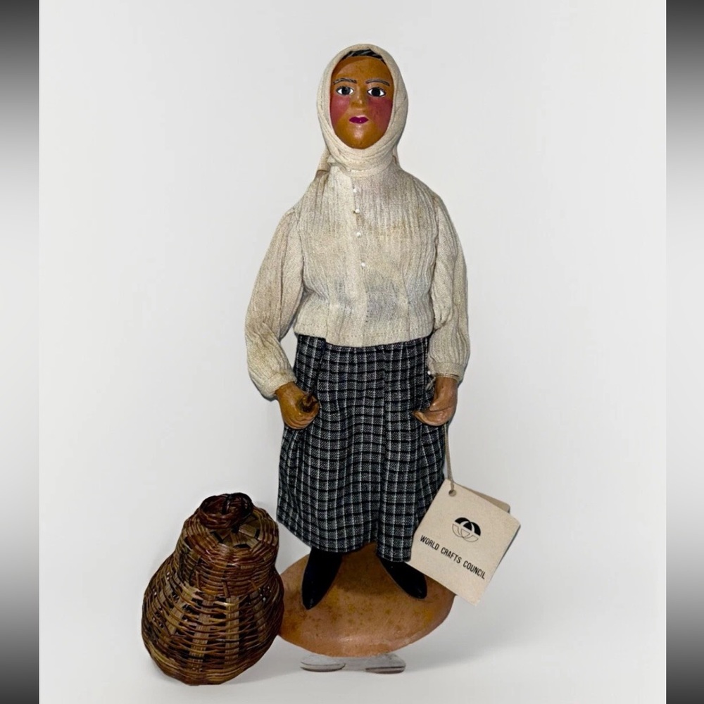 Vintage Dora Parissis Handmade Greek Head Cover and Dress Folk Ceramic Woman